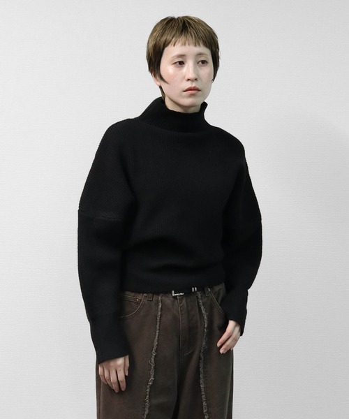 THE CELL.(ザセルドット)の「リブドルマンモックネックニット RIB DOLMAN MOCK NECK KNIT(ニット/セーター・レディース・グレー/ブラック/ライトベージュ・FREE)」の15枚目の写真