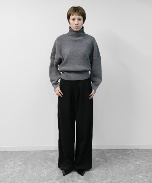 THE CELL.(ザセルドット)の「リブドルマンモックネックニット RIB DOLMAN MOCK NECK KNIT(ニット/セーター・レディース・グレー/ブラック/ライトベージュ・FREE)」の22枚目の写真