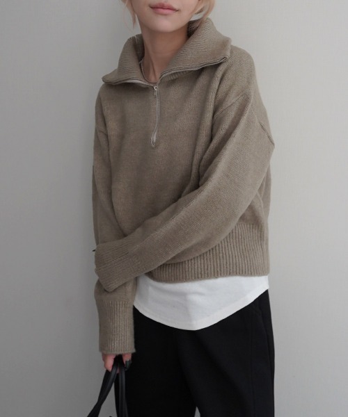 Rashik(ラシク)の「ハーフジップ裾リブニット(ニット/セーター・レディース・ホワイト/チャコール/ベージュ/イエロー・FREE)」の16枚目の写真