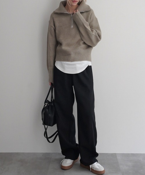 Rashik(ラシク)の「ハーフジップ裾リブニット(ニット/セーター・レディース・ホワイト/チャコール/ベージュ/イエロー・FREE)」の17枚目の写真