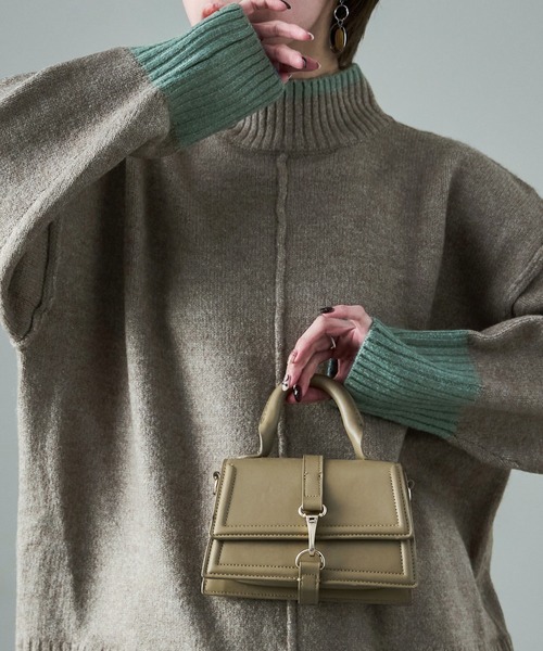 Fashion Letter(ファッションレター)の「ボリューム袖 ハイネック配色ニット(ニット/セーター・レディース・グレー/ベージュ/チャコール・M)」の8枚目の写真