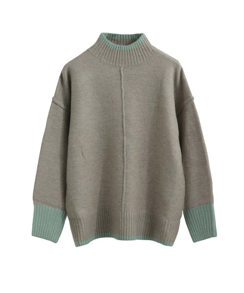 Fashion Letter(ファッションレター)の「ボリューム袖 ハイネック配色ニット(ニット/セーター・レディース・グレー/ベージュ/チャコール・M)」の12枚目の写真