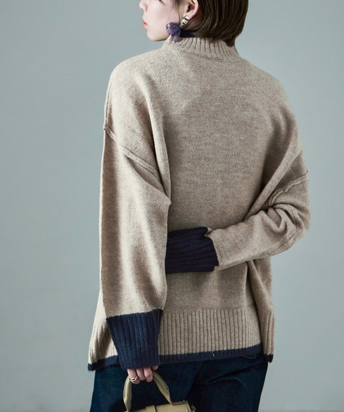 Fashion Letter(ファッションレター)の「ボリューム袖 ハイネック配色ニット(ニット/セーター・レディース・グレー/ベージュ/チャコール・M)」の18枚目の写真