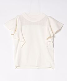 SWINGLE | シアーチェック×フレアスリーブニットプルオーバー(Tシャツ/カットソー)