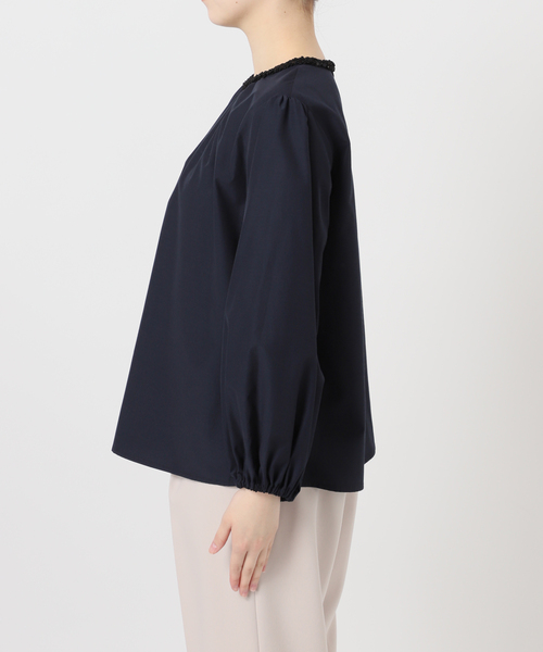 B.C STOCK(ベーセーストック)の「手洗い可 / デザインネックパフスリーブブラウス(シャツ/ブラウス・レディース・ホワイト/ネイビー・FREE)」の16枚目の写真