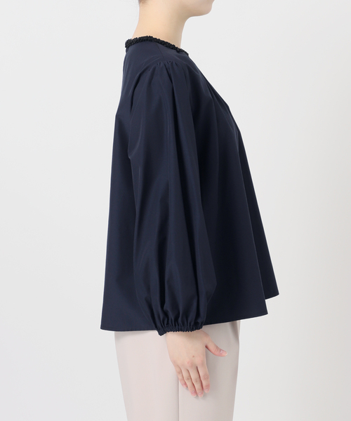 B.C STOCK(ベーセーストック)の「手洗い可 / デザインネックパフスリーブブラウス(シャツ/ブラウス・レディース・ホワイト/ネイビー・FREE)」の18枚目の写真