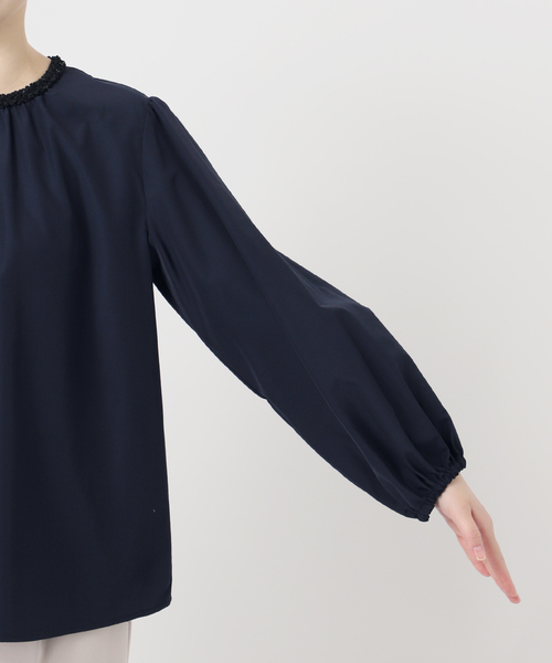 B.C STOCK(ベーセーストック)の「手洗い可 / デザインネックパフスリーブブラウス(シャツ/ブラウス・レディース・ホワイト/ネイビー・FREE)」の19枚目の写真
