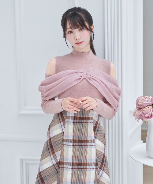 Ruffle collar knit tops ロゼミューズ ピンク Ruffle collar knit tops ロゼミューズ ロゼミューズ Ruffle collar