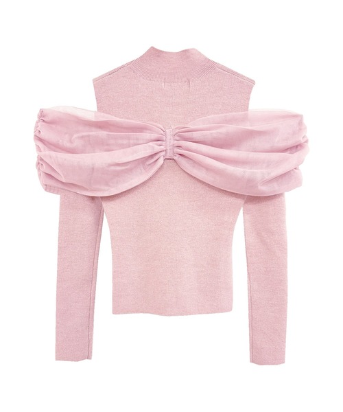 tulle o/shoulder like knit tops（ニット/セーター）｜Rose Muse