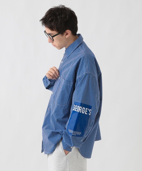 GEORGE'S（ジョージズ）の「エルボーパッチチェツクシャツ（シャツ/ブラウス・メンズ・ブルー/ブラック・MEDIUM/LARGE）」の8枚目の写真