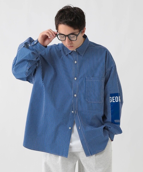 GEORGE'S（ジョージズ）の「エルボーパッチチェツクシャツ（シャツ/ブラウス・メンズ・ブルー/ブラック・MEDIUM/LARGE）」の14枚目の写真