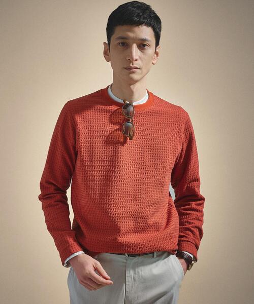 TAKEO KIKUCHI(タケオキクチ)の「千鳥柄 ストレッチ プルオーバー(Tシャツ/カットソー・メンズ・ライトグレー/ブラック/ブルーグリーン/レンガ・01/02/03/04)」の4枚目の写真