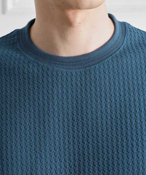 TAKEO KIKUCHI(タケオキクチ)の「千鳥柄 ストレッチ プルオーバー(Tシャツ/カットソー・メンズ・ライトグレー/ブラック/ブルーグリーン/レンガ・01/02/03/04)」の9枚目の写真