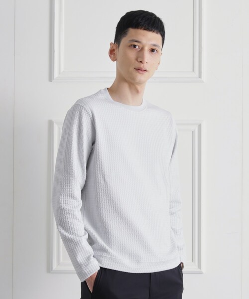 TAKEO KIKUCHI(タケオキクチ)の「千鳥柄 ストレッチ プルオーバー(Tシャツ/カットソー・メンズ・ライトグレー/ブラック/ブルーグリーン/レンガ・01/02/03/04)」の13枚目の写真