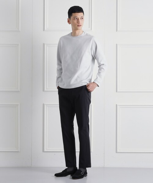 TAKEO KIKUCHI(タケオキクチ)の「千鳥柄 ストレッチ プルオーバー(Tシャツ/カットソー・メンズ・ライトグレー/ブラック/ブルーグリーン/レンガ・01/02/03/04)」の5枚目の写真