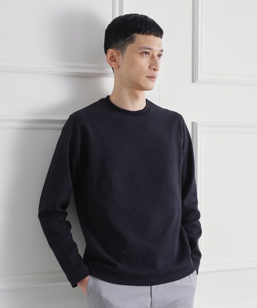 TAKEO KIKUCHI(タケオキクチ)の「千鳥柄 ストレッチ プルオーバー(Tシャツ/カットソー・メンズ・ライトグレー/ブラック/ブルーグリーン/レンガ・01/02/03/04)」の8枚目の写真