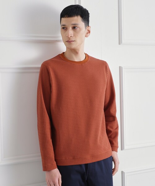 TAKEO KIKUCHI(タケオキクチ)の「千鳥柄 ストレッチ プルオーバー(Tシャツ/カットソー・メンズ・ライトグレー/ブラック/ブルーグリーン/レンガ・01/02/03/04)」の12枚目の写真