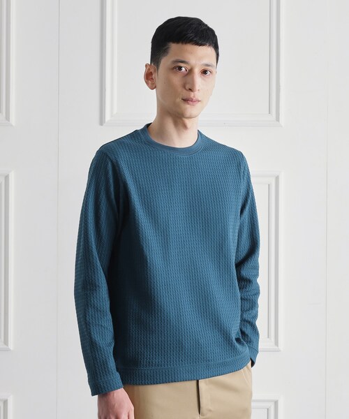 TAKEO KIKUCHI(タケオキクチ)の「千鳥柄 ストレッチ プルオーバー(Tシャツ/カットソー・メンズ・ライトグレー/ブラック/ブルーグリーン/レンガ・01/02/03/04)」の16枚目の写真