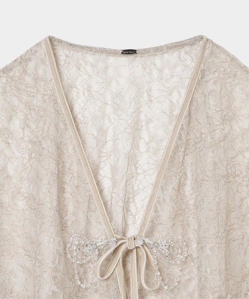 tanakadaisuke(タナカダイスケ)の「【tanakadaisuke/タナカダイスケ】flower lace velvet ribbon cape/フラワーレースベロアリボンケープ/オケージョン/ボレロ(カーディガン/ボレロ・レディース・ブラック/グレー・FREE)」の5枚目の写真