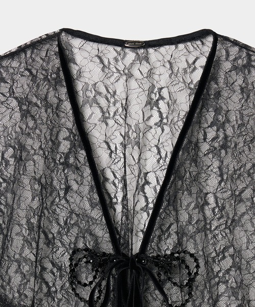 tanakadaisuke(タナカダイスケ)の「【tanakadaisuke/タナカダイスケ】flower lace velvet ribbon cape/フラワーレースベロアリボンケープ/オケージョン/ボレロ(カーディガン/ボレロ・レディース・ブラック/グレー・FREE)」の10枚目の写真