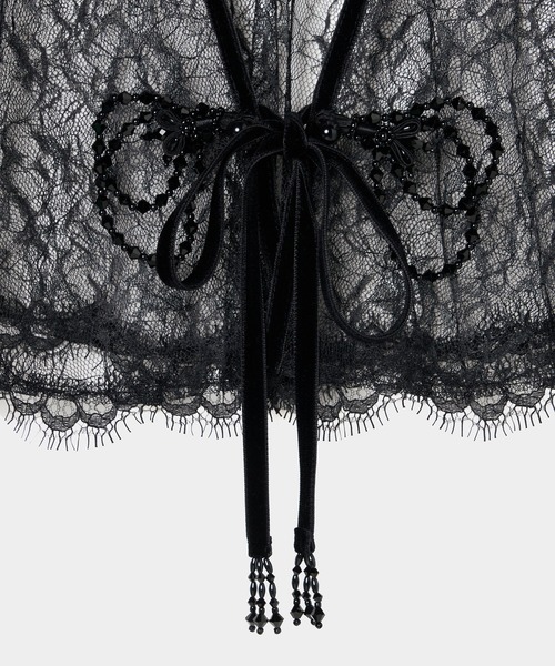 tanakadaisuke/タナカダイスケ】flower lace velvet ribbon cape