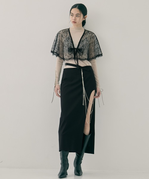 tanakadaisuke/タナカダイスケ】flower lace velvet ribbon cape