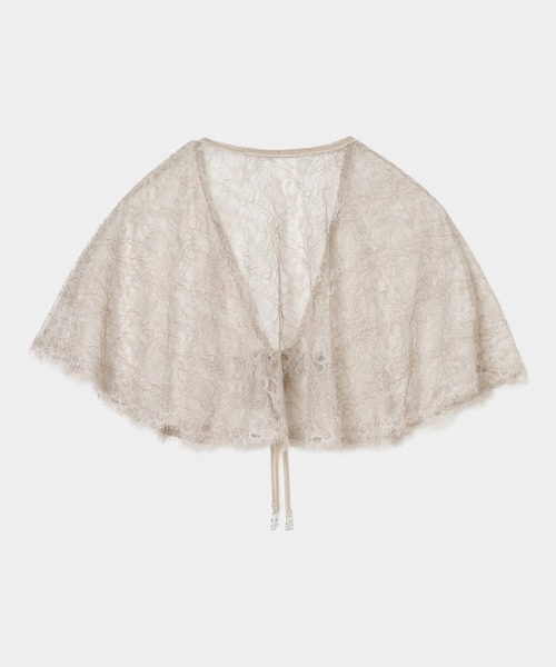 tanakadaisuke(タナカダイスケ)の「【tanakadaisuke/タナカダイスケ】flower lace velvet ribbon cape/フラワーレースベロアリボンケープ/オケージョン/ボレロ(カーディガン/ボレロ・レディース・ブラック/グレー・FREE)」の5枚目の写真