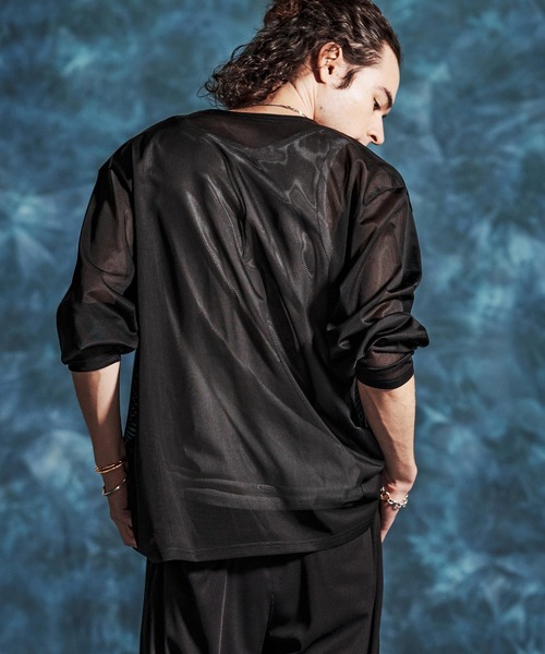 Jih Nunc（ジーヌンク）の「mcg3759-メッシュシアボタンレスカーディガン(JIH-R1143)（カーディガン/ボレロ・メンズ・オートミール/ブラック/グレー・L/M/S）」の6枚目の写真