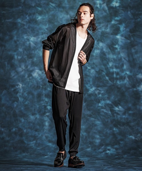 Jih Nunc（ジーヌンク）の「mcg3759-メッシュシアボタンレスカーディガン(JIH-R1143)（カーディガン/ボレロ・メンズ・オートミール/ブラック/グレー・L/M/S）」の18枚目の写真