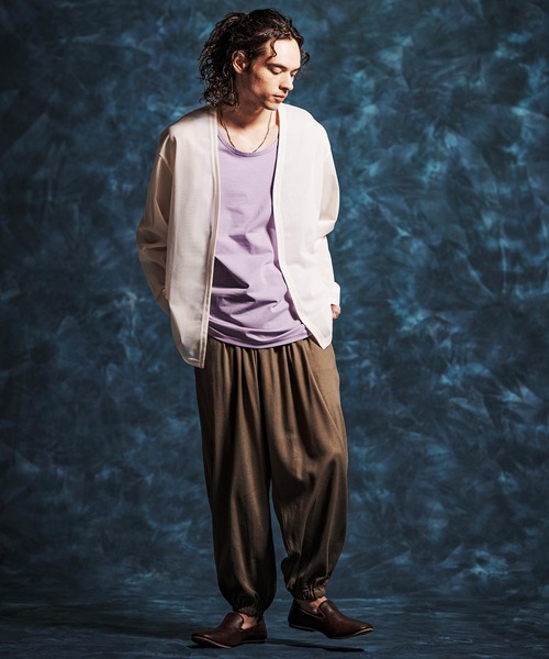 Jih Nunc（ジーヌンク）の「mcg3759-メッシュシアボタンレスカーディガン(JIH-R1143)（カーディガン/ボレロ・メンズ・オートミール/ブラック/グレー・L/M/S）」の8枚目の写真