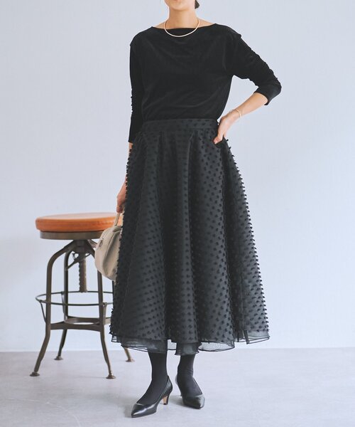 LIVETART（リヴェタート）の「《LIVETART》ふわふわジャガードスカート（スカート・レディース・ブラック・FREE）」の2枚目の写真