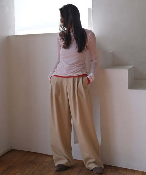 AKTE（アクテ）の「シースルーサムホールトップス（Tシャツ/カットソー・レディース・グレー/ホワイト/レッド・FREE）」の4枚目の写真