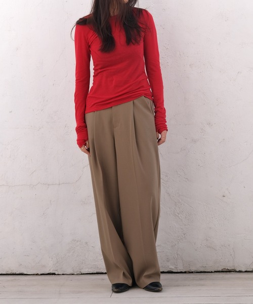 AKTE（アクテ）の「シースルーサムホールトップス（Tシャツ/カットソー・レディース・グレー/ホワイト/レッド・FREE）」の20枚目の写真