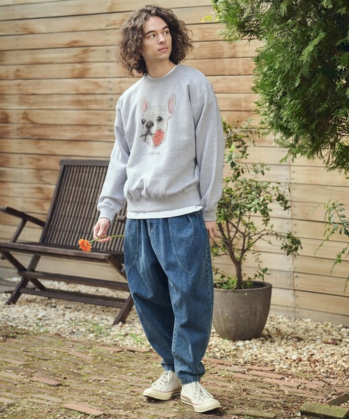 UN-FILLED(アンフィルド)の「msw1836- REAL GERBERA DOG CN SWEAT スウェット(フレンチブルドッグ)(SDUF-2602FBD)(スウェット・メンズ・グレー/ホワイト・XL/L/M)」の6枚目の写真