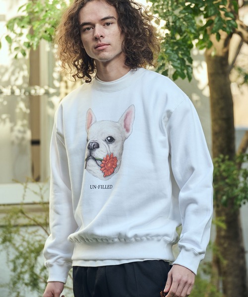 UN-FILLED(アンフィルド)の「msw1836- REAL GERBERA DOG CN SWEAT スウェット(フレンチブルドッグ)(SDUF-2602FBD)(スウェット・メンズ・グレー/ホワイト・XL/L/M)」の8枚目の写真