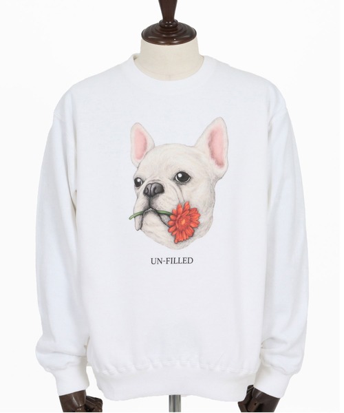 UN-FILLED(アンフィルド)の「msw1836- REAL GERBERA DOG CN SWEAT スウェット(フレンチブルドッグ)(SDUF-2602FBD)(スウェット・メンズ・グレー/ホワイト・XL/L/M)」の11枚目の写真