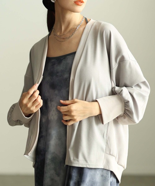 Sawa a la mode（サワアラモード）の「ドッキングジップアップカーディガン（カーディガン/ボレロ・レディース・ブラック/アイボリー・FREE）」の2枚目の写真