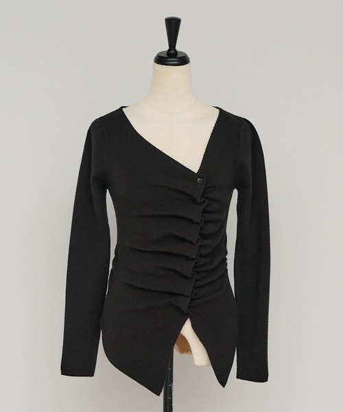 ENC（エンク）の「front gather cardigan / フロントギャザーカーディガン（Tシャツ/カットソー・レディース・オフホワイト/ブラック・FREE）」の22枚目の写真