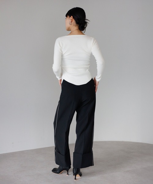 ENC（エンク）の「front gather cardigan / フロントギャザーカーディガン（Tシャツ/カットソー・レディース・オフホワイト/ブラック・FREE）」の11枚目の写真