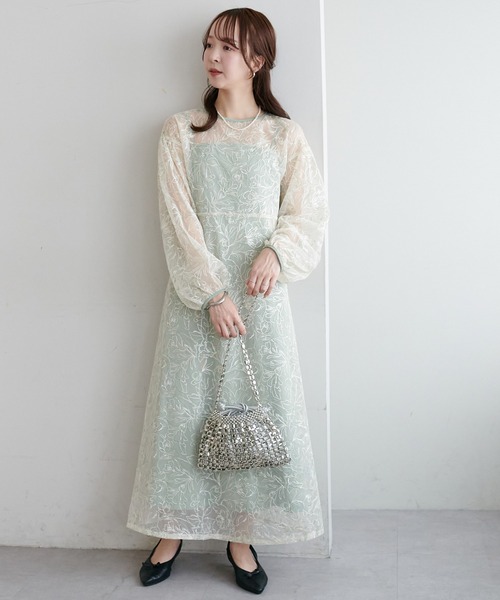 オケージョン】レース刺繍ワンピース（ワンピース）｜DISCOAT（ディス