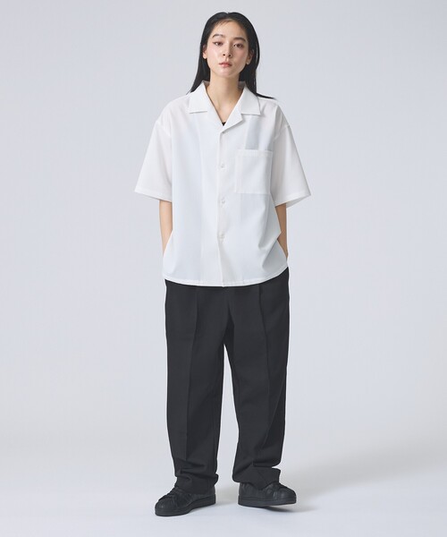 FORTUNA HOMME（フォルトゥナオム）の「【FORTUNA /フォルトゥナ】ECOTECSeerSuckerOpenCollarShirt/エコテックシアサッカーオープンカラーシャツ/ユニセックス/【WEB限定】（シャツ/ブラウス・メンズ・ブラック/ホワイト・M/L）」の13枚目の写真