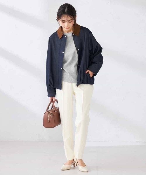 a.v.v（アーヴェヴェ）の「ステンカラーブルゾン（ブルゾン・レディース・ネイビー/ベージュ・39）」の3枚目の写真