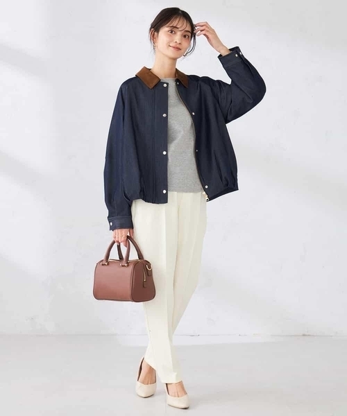 a.v.v（アーヴェヴェ）の「ステンカラーブルゾン（ブルゾン・レディース・ネイビー/ベージュ・39）」の4枚目の写真