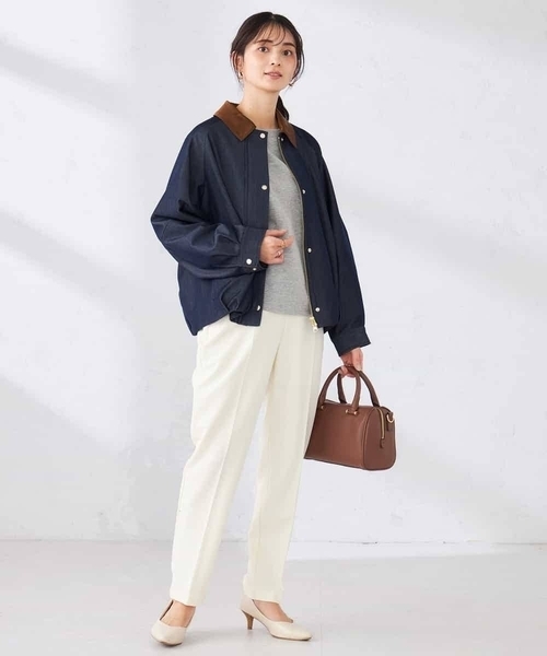 a.v.v（アーヴェヴェ）の「ステンカラーブルゾン（ブルゾン・レディース・ネイビー/ベージュ・39）」の5枚目の写真