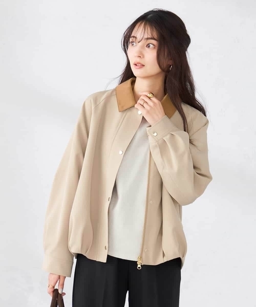 a.v.v（アーヴェヴェ）の「ステンカラーブルゾン（ブルゾン・レディース・ネイビー/ベージュ・39）」の6枚目の写真