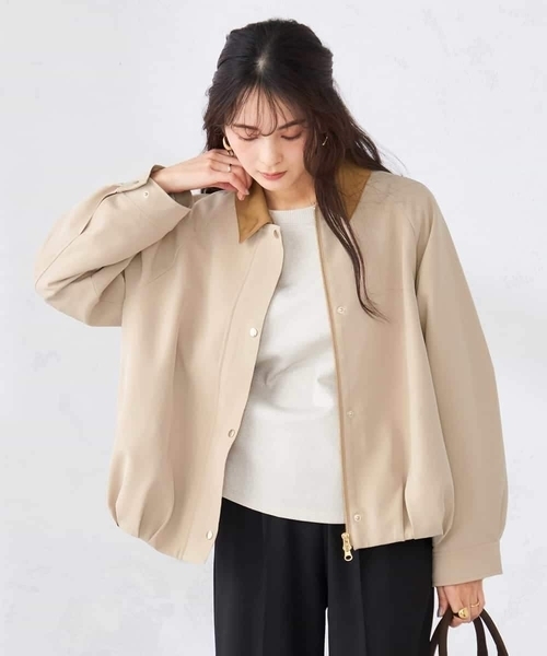 a.v.v（アーヴェヴェ）の「ステンカラーブルゾン（ブルゾン・レディース・ネイビー/ベージュ・39）」の7枚目の写真