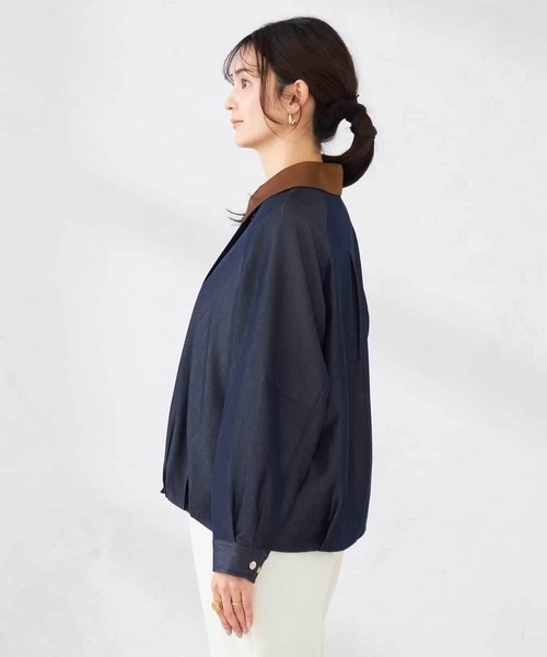 a.v.v（アーヴェヴェ）の「ステンカラーブルゾン（ブルゾン・レディース・ネイビー/ベージュ・39）」の16枚目の写真