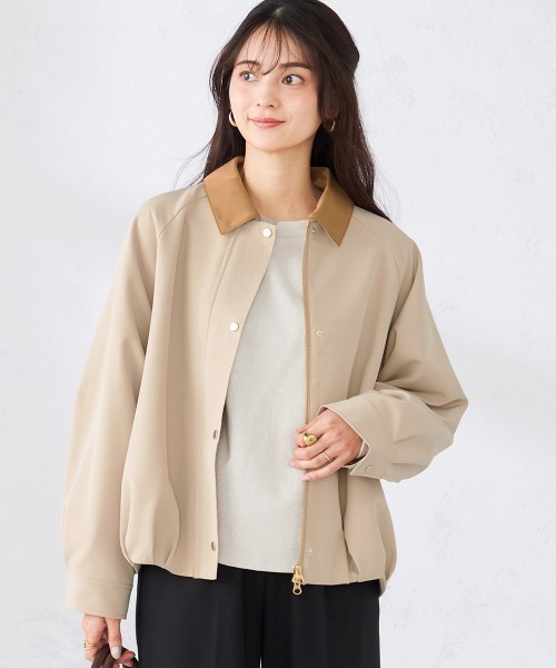 a.v.v（アーヴェヴェ）の「ステンカラーブルゾン（ブルゾン・レディース・ネイビー/ベージュ・39）」の2枚目の写真