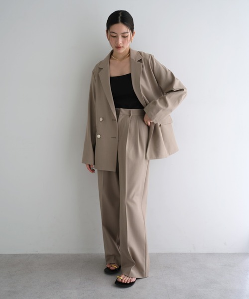 andme（アンドミー）の「2タックスラックスワイドパンツ（スラックス・レディース・ベージュ/ネイビー/グレー系その他・M/L）」の5枚目の写真