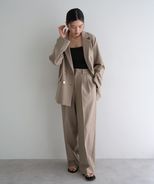 andme（アンドミー）の「2タックスラックスワイドパンツ（スラックス・レディース・ベージュ/ネイビー/グレー系その他・M/L）」の7枚目の写真